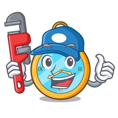 Tesisatçı altın antika saat resim karikatür vektör çizim ile