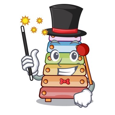 Sihirbaz ksilofon karakter tablevector resimde üzerinde ahşap ile