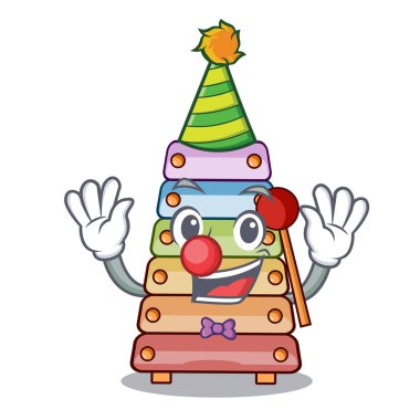 Palyaço ksilofon karakter tablevector resimde üzerinde ahşap ile