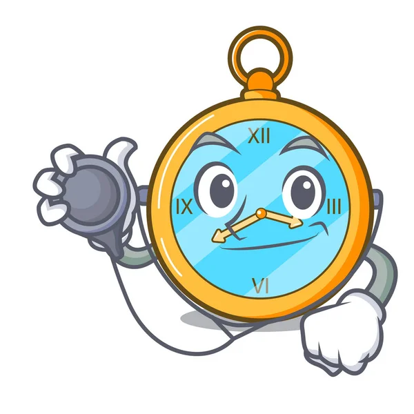 Doctor Pocket Reloj Vintage Una Ilustración Vector Dibujos Animados — Vector de stock