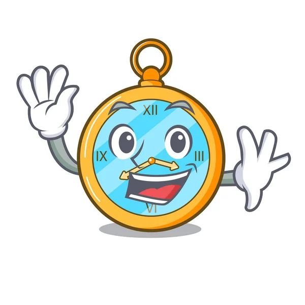 Waving Classic Watch Isolated Mascot Vector Illustration — Stock Vector