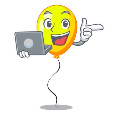 Dizüstü sarı balon çizgi ile şekil illüstrasyon vektör iilustration