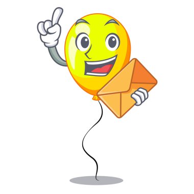 Zarf sarı balon havada uçan karikatür vektör çizim ile