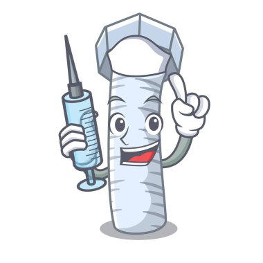 Maskot vektör illüstrasyon izole hemşire Metal cıvata