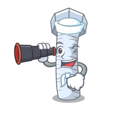 Denizci dürbün cıvata karikatür izole vektör Bisiklet ile