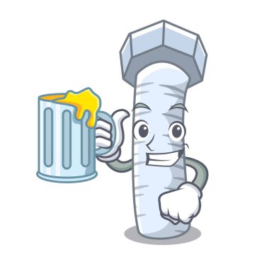 Suyu ile çizgi film izole vektör bisikletle cıvata.