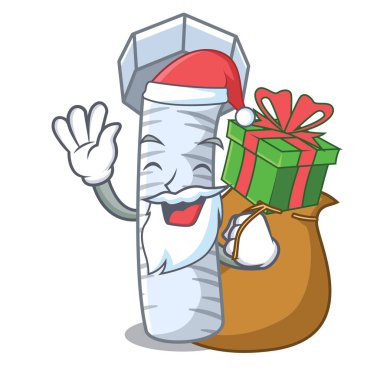 Noel Baba hediye karikatür ile portre araba vektör çizim üzerinde cıvata.