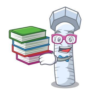 Öğrenci kitap karikatür ile portre araba vektör çizim üzerinde cıvata.