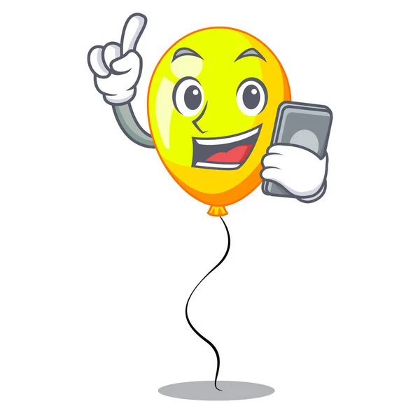 Avec Téléphone Ballon Jaune Dessin Animé Forme Illustration Vectorielle Iilustration — Image vectorielle