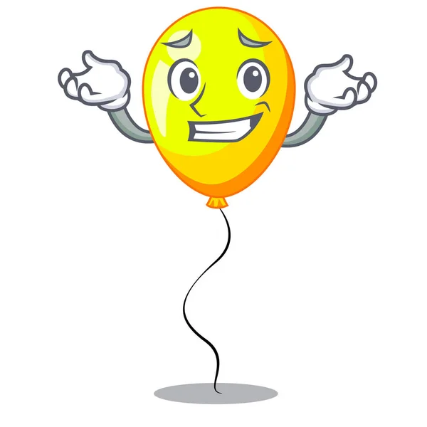 Grinning Yellow Balloon Air Flying Cartoon Vector Illustration — Stock Vector