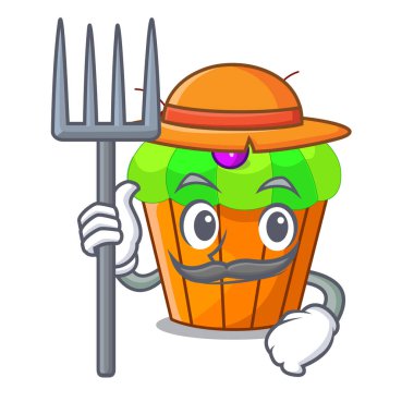 Çiftçi cupcake şekil lezzetli bir vektör çizim karikatür