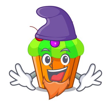 Elf cupcake şekil lezzetli bir vektör çizim karikatür