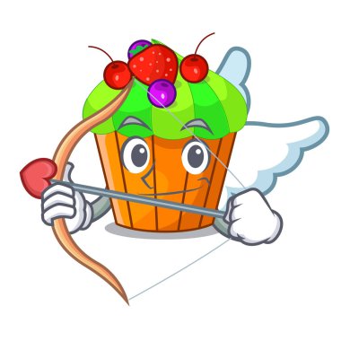 Aşk tanrısı cupcake şekil lezzetli bir vektör çizim karikatür