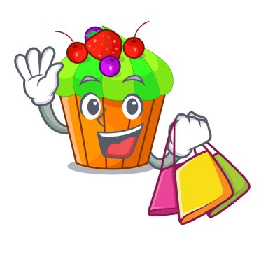 Dondurma dondurma kek karakter vektör çizim üzerinde alışveriş