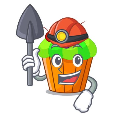 Maskot vektör illüstrasyon izole madenci siyah frenk üzümü cupcake