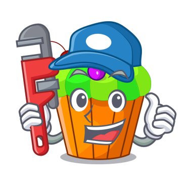 Tesisatçı lezzetli limon capcake karikatür komik vektör çizim ile