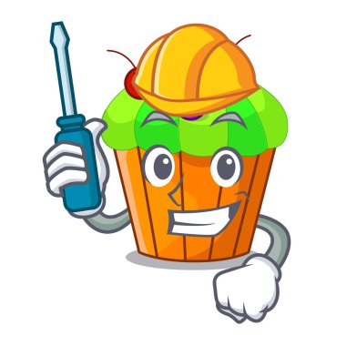 Otomotiv lezzetli limon capcake karikatür komik vektör çizim ile