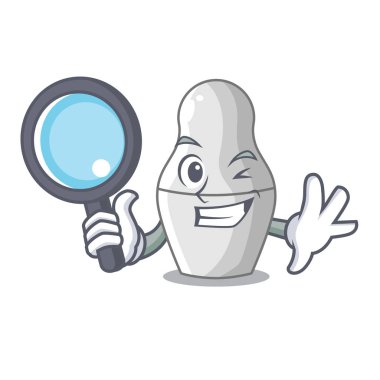 Dedektif boyanmamış iç içe geçmiş Rus Bebek çizgi film vektör çizim üzerinde