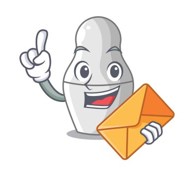 Zarf ile karikatür vektör çizim üzerinde boyanmamış iç içe geçmiş Rus bebekler