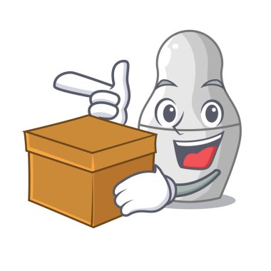 Kutusu ile karikatür vektör çizim üzerinde boyanmamış iç içe geçmiş Rus bebekler