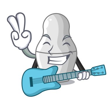 Vektör çizim boyalı değil bebek gitar karikatür ile iç içe geçirme