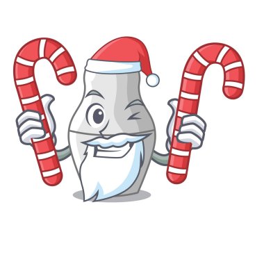 Santa ile şeker bebek Rusça matryoshka maskot vektör çizim üzerinde iç içe geçirme