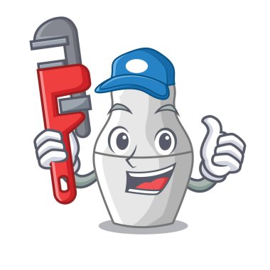 Tesisatçı bebek Rusça matryoshka maskot vektör çizim üzerinde iç içe geçirme