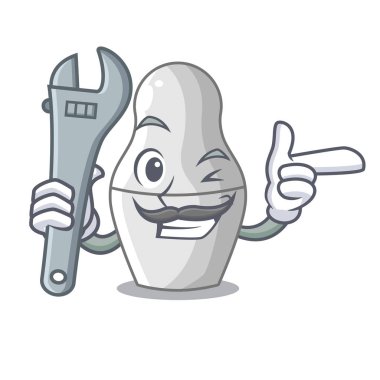 Maskot vektör çizim üzerinde mekanik iç içe bebek Rusça matryoshka