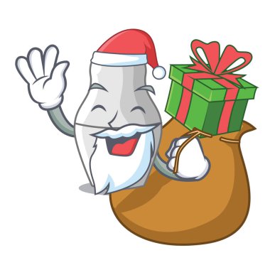 Noel Baba hediye bebek Rusça matryoshka maskot vektör çizim üzerinde iç içe geçirme