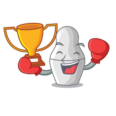 Bebek Rusça matryoshka maskot vektör çizim üzerinde iç içe geçirme kazanan boks