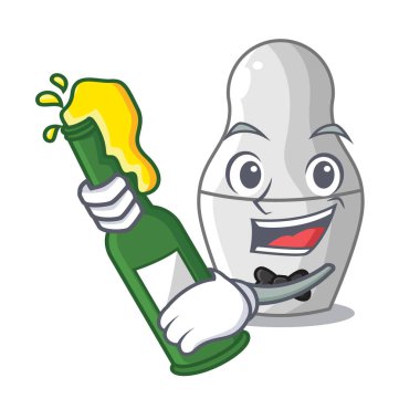 Bira iç içe bebek Rusça matryoshka ile maskot vektör çizim üzerinde