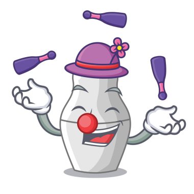 Matruşka bebek Rusça matryoshka maskot vektör çizim üzerinde hokkabazlık