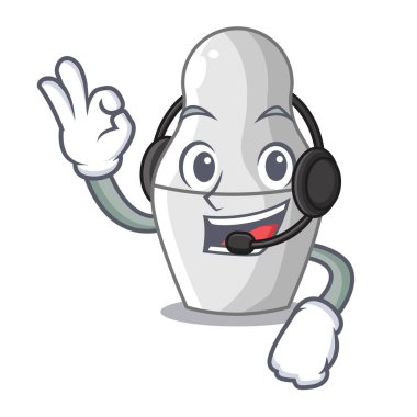 Kulaklık matruşka bebek Rusça matryoshka ile maskot vektör çizim üzerinde