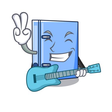 Gitar office Ciltçi maskot boş kopya kitap vektör çizim ile