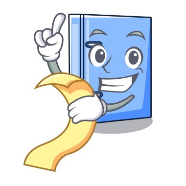 Menü office Ciltçi maskot boş kopya kitap vektör çizim ile