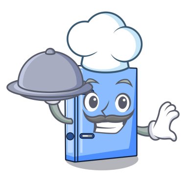 Şef gıda office Ciltçi maskot boş kopya kitap vektör çizim ile