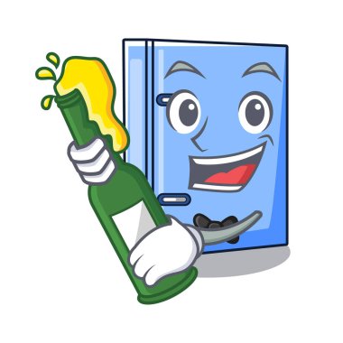 Bira office Ciltçi ile göl kenarında üzerinde çizgi film vektör çizim dosyası