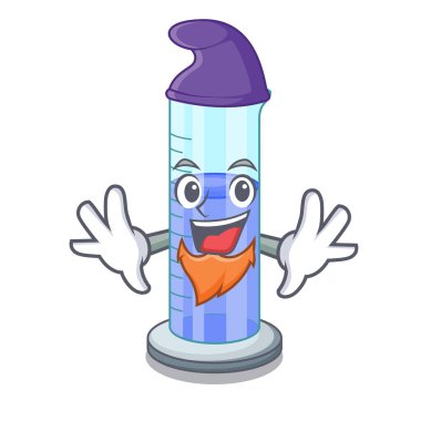 Elf ile silindir maskot sıvı vektör çizim üzerinde mezun oldu.