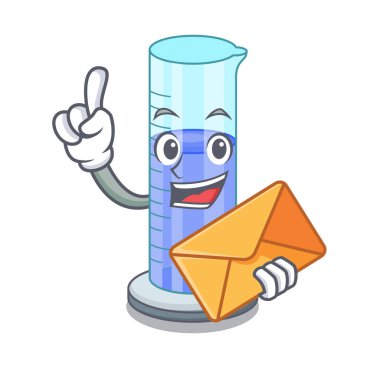 Zarf ile anahat karakter vektör çizim simgesinde silindir mezun oldu.