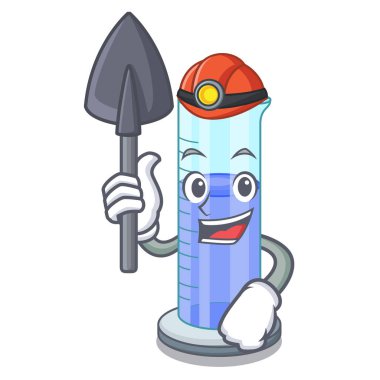 Madenci mezun silindir göl kenarında üzerinde çizgi film vektör çizim şeklinde