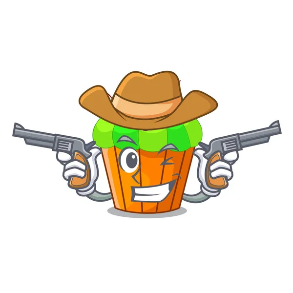 Cowboy Cupcake Vorm Cartoon Heerlijke Een Vectorillustratie — Stockvector