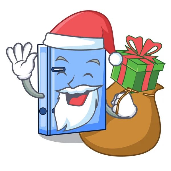 Père Noël Avec Classeur Bureau Cadeau Isolé Sur Illustration Vectorielle — Image vectorielle
