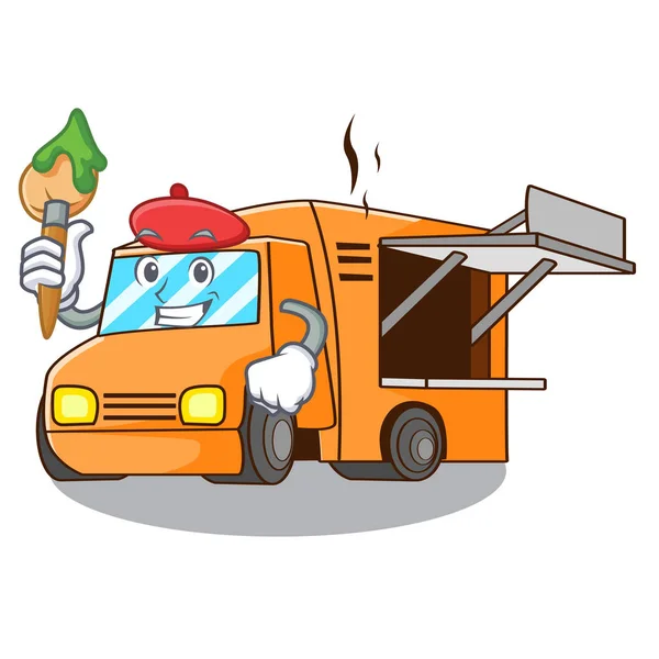 Καλλιτέχνης Απόδοσης Καρτούν Εικονογράφηση Διάνυσμα Σχήμα Φορτηγό Τροφίμων — Διανυσματικό Αρχείο