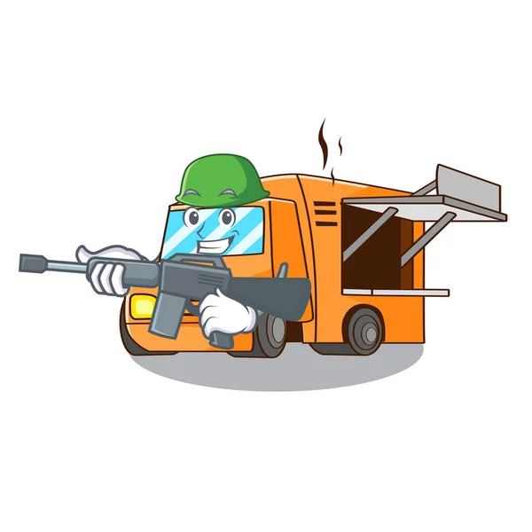 Armee Rendering Karikatur Von Food Truck Form Vektor Illustration — Stockvektor