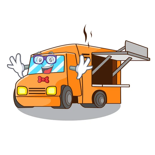 Geek Food Truck Ізольованими Талісман Векторні Ілюстрації — стоковий вектор