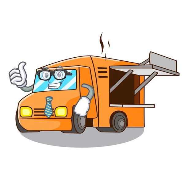 Geschäftsmann Food Truck Mit Isolierter Maskottchen Vektor Illustration — Stockvektor