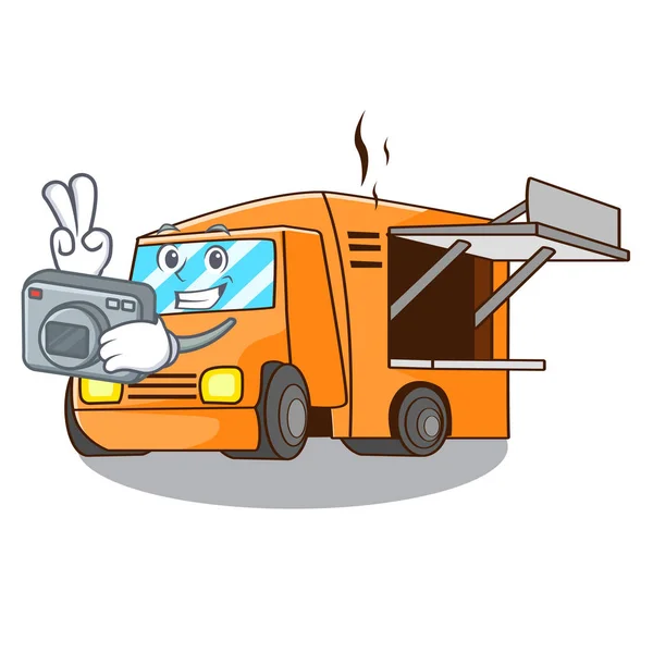 Photographer Food Truck Festival Shape Cartoon Vector Illustration — Stock Vector