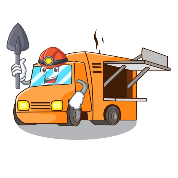 Miner Food Truck Festival Sur Illustration Vectorielle Dessin Animé Forme — Image vectorielle