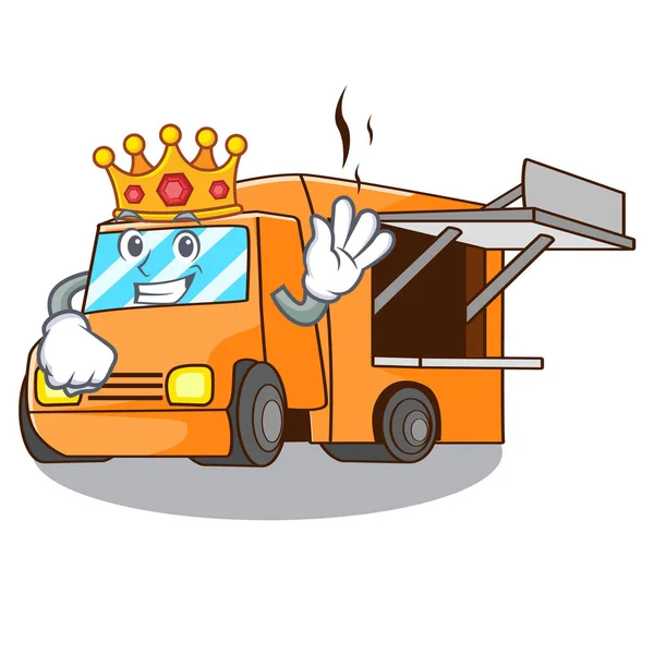 König Charakter Food Truck Mit Markise Schöne Vektorillustration — Stockvektor