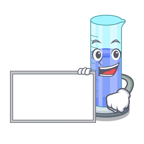 Board Graduated Cylinder Mascot Liquid Vector Illustration — Stock Vector